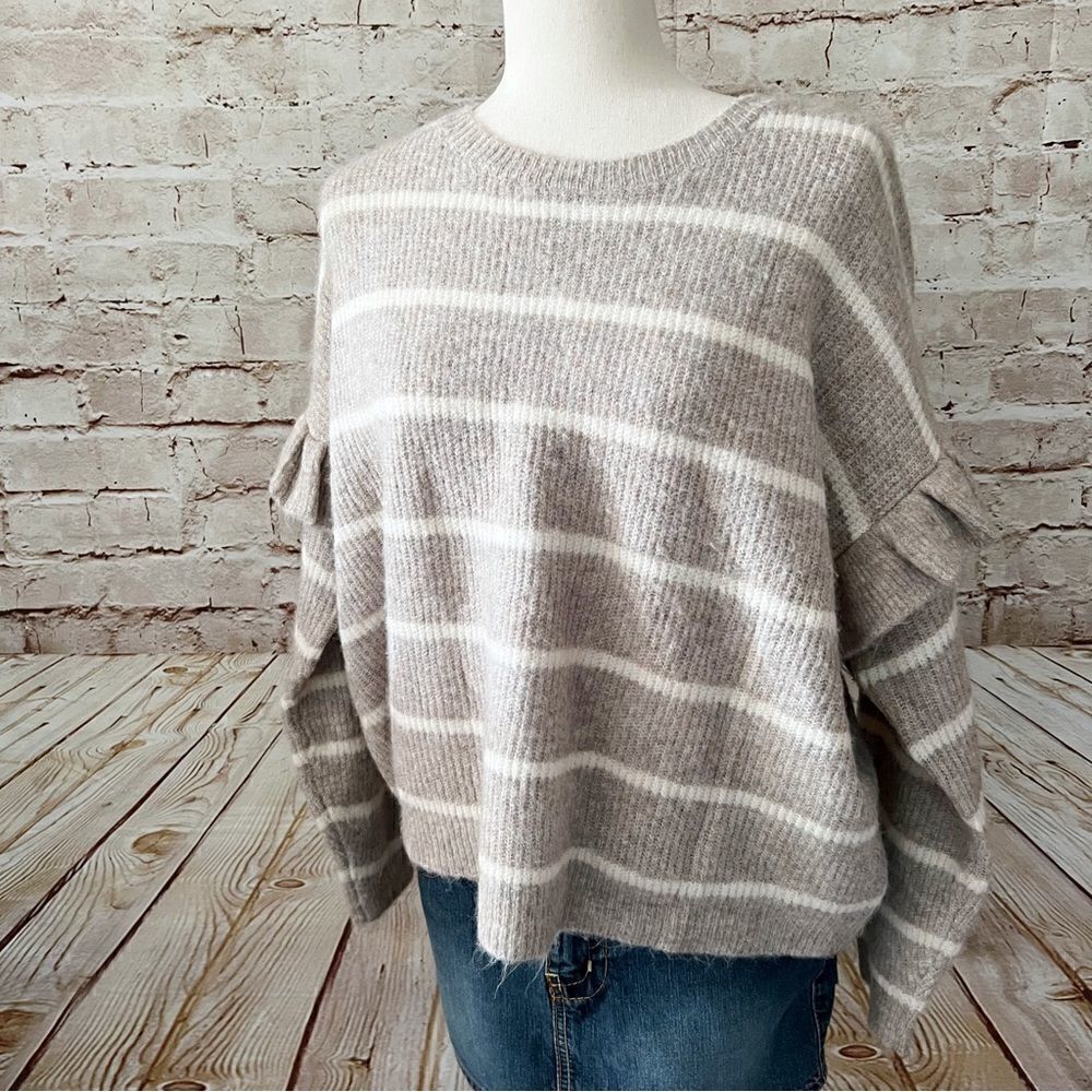 Dreamers striped ruffle sleeve sweater